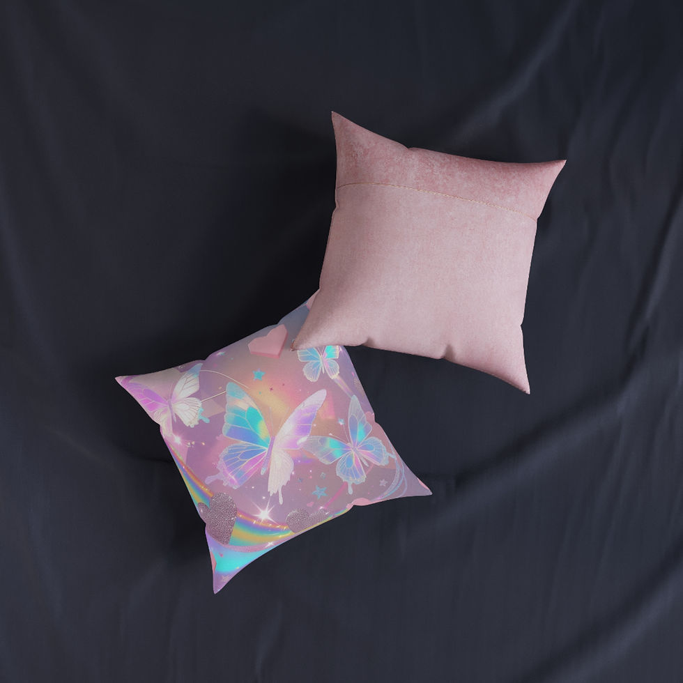 Thumbnail: Pastel Butterfly Square Pillow - Dreamy Decor for Kids' Rooms