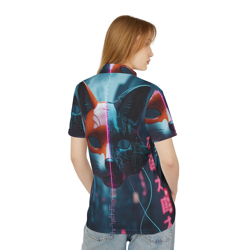 Thumbnail: AOP Graphic Tee for Cat Lovers, Cyberpunk Apparel, Unique Gift, Perfect casuals