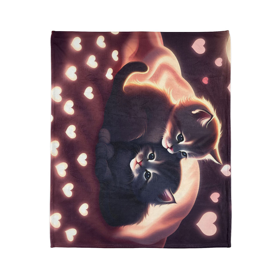 Thumbnail: Cuddly Cat Love Soft Polyester Blanket - Warm Snuggles for Cat Lovers