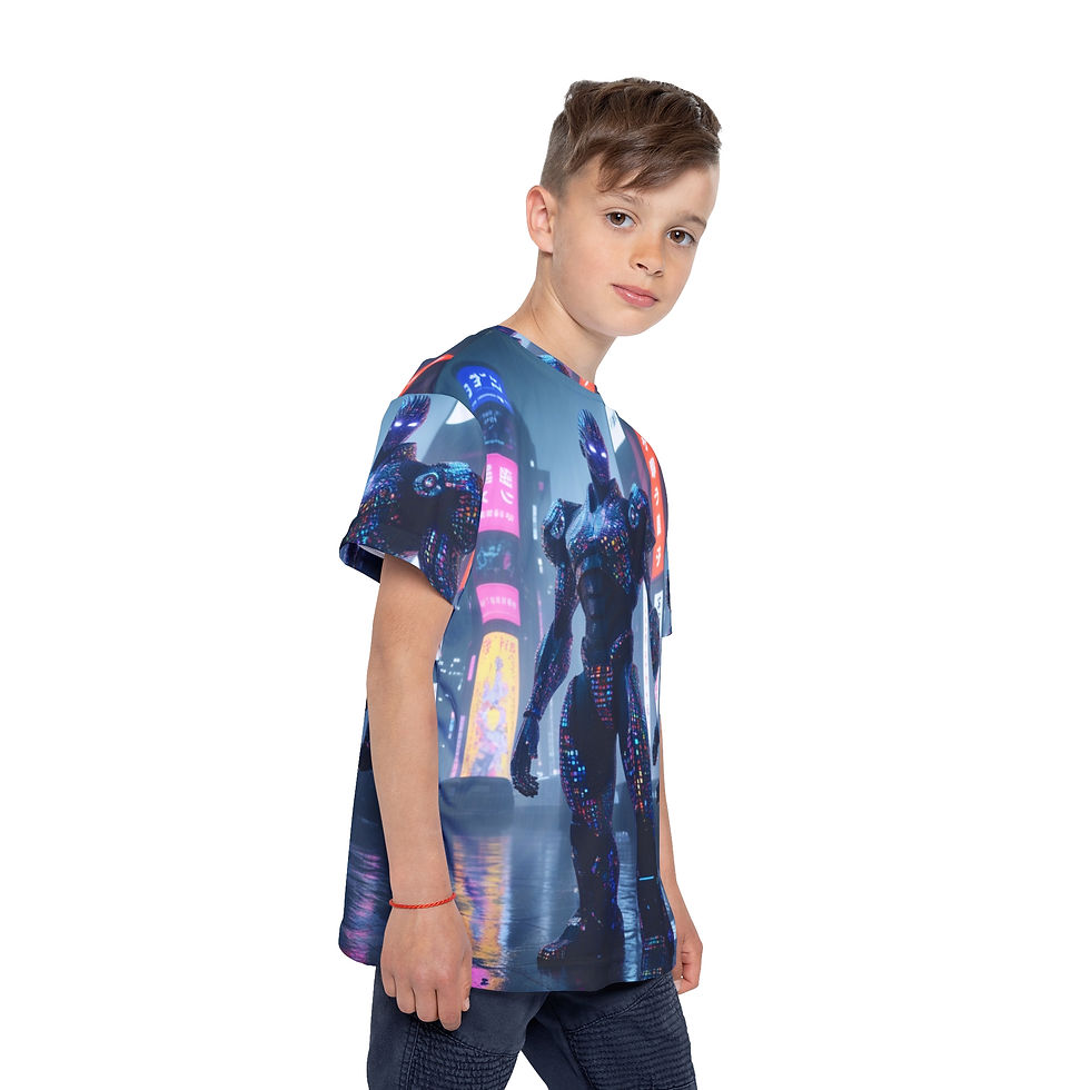 Thumbnail: Kids Sports Jersey - Futuristic Robot Design, Perfect for Action Lovers  