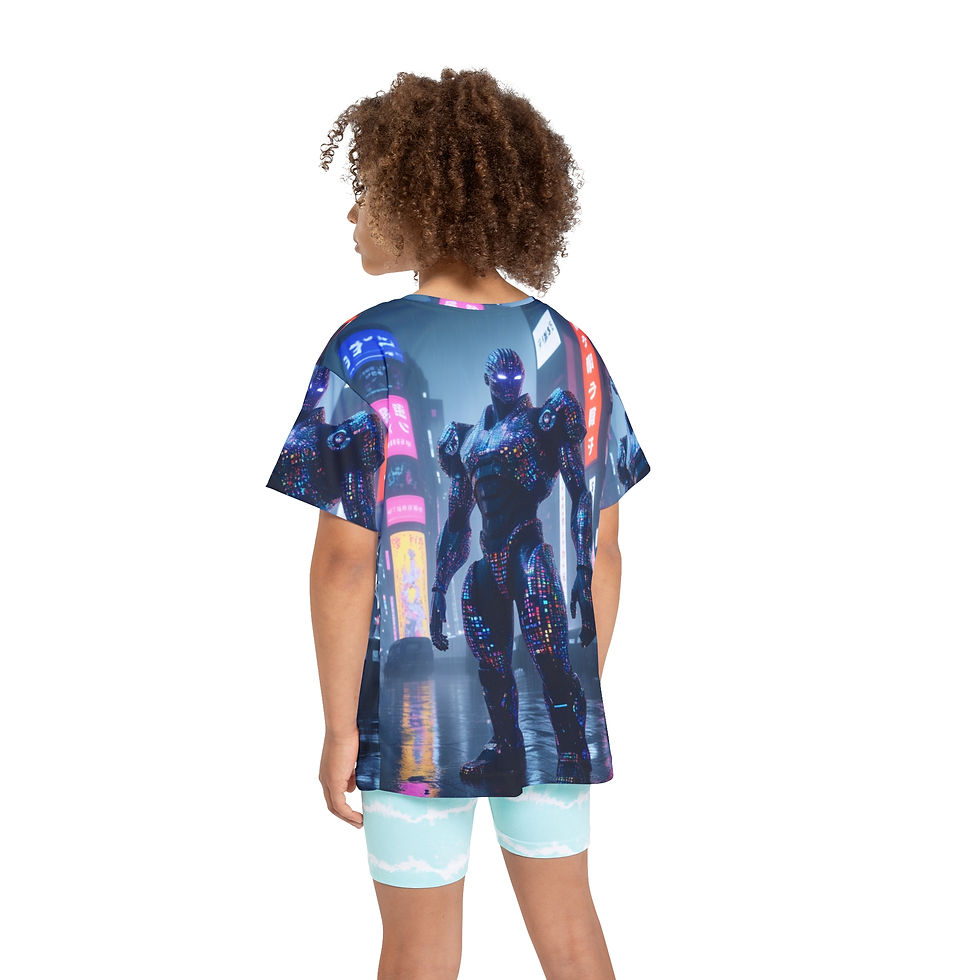 Thumbnail: Kids Sports Jersey - Futuristic Robot Design, Perfect for Action Lovers  