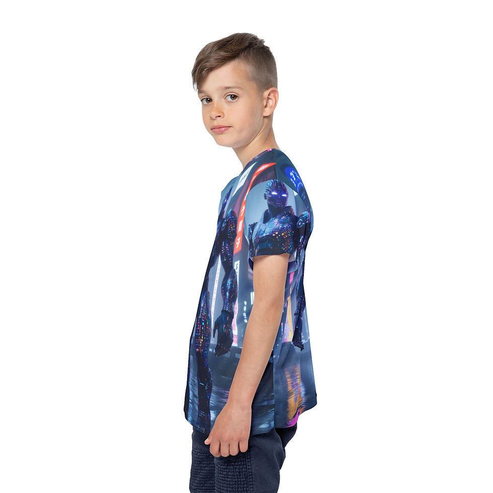 Thumbnail: Kids Sports Jersey - Futuristic Robot Design, Perfect for Action Lovers  