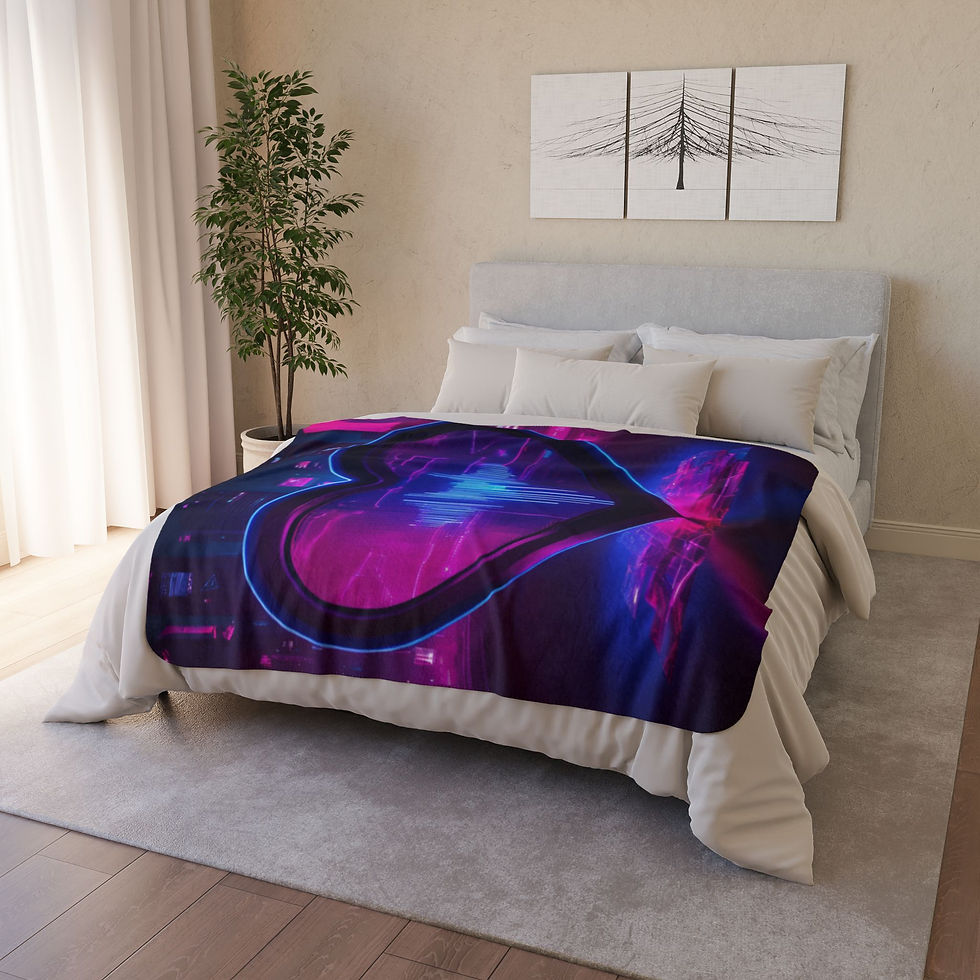 Thumbnail: Neon Heart Fleece Sherpa Blanket - Cozy Vibrant Love Decor