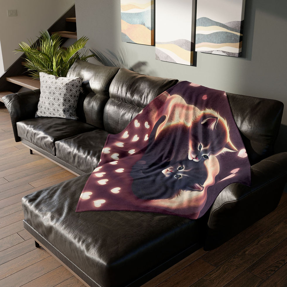 Thumbnail: Cuddly Cat Love Soft Polyester Blanket - Warm Snuggles for Cat Lovers