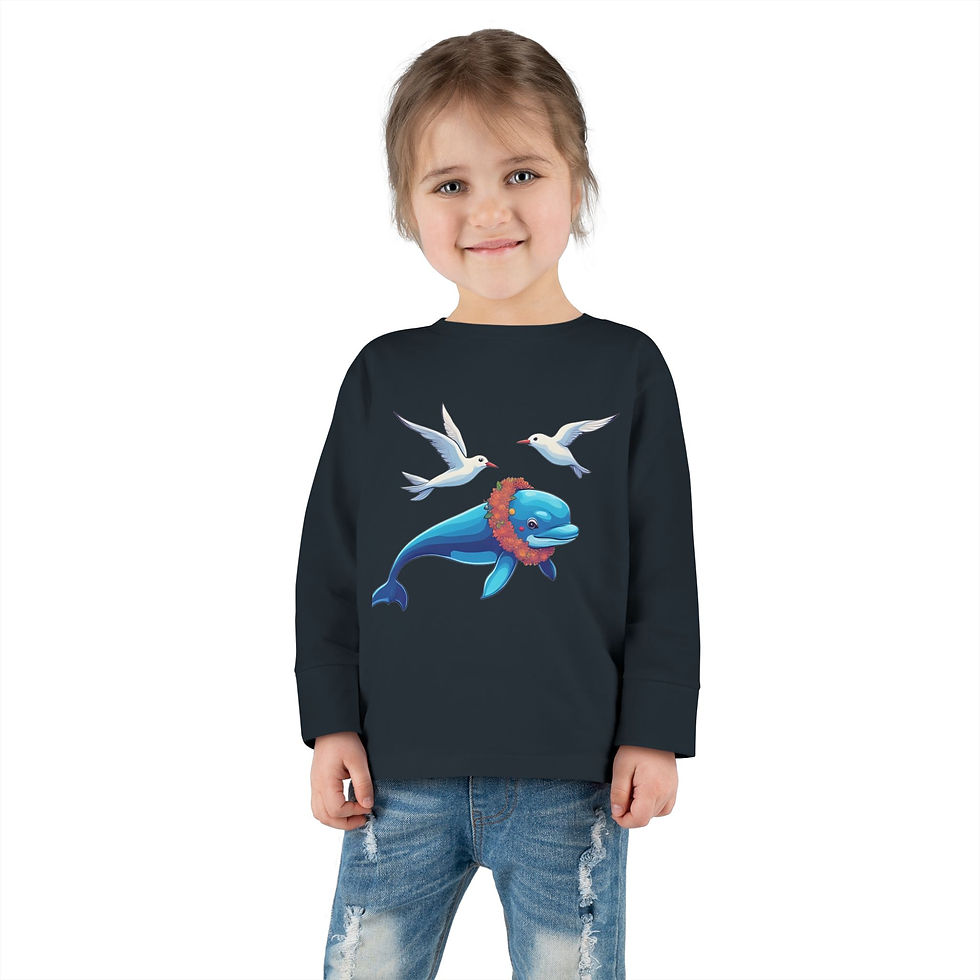 Thumbnail: Toddler Dolphin longsleeve Tee Cute Kids Shirt,Baby Shower Gift for Ocean Lovers