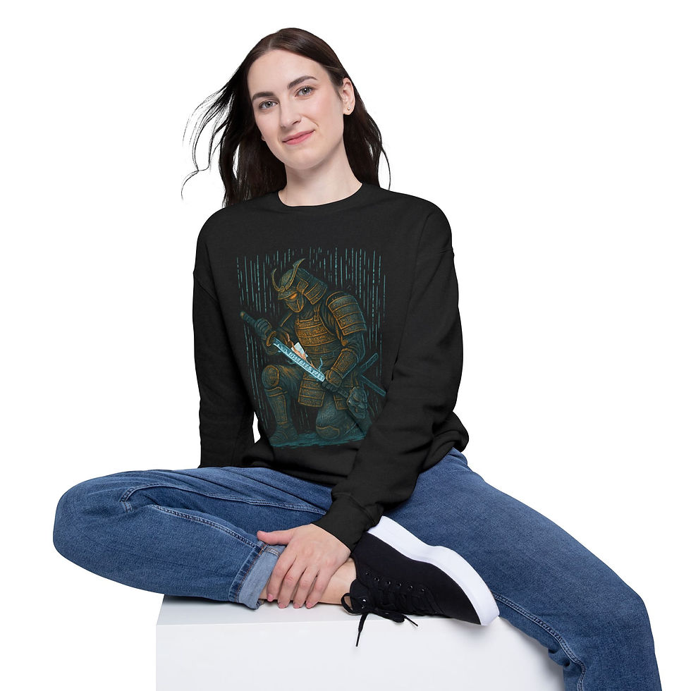 Thumbnail: Cozy Unisex Drop Shoulder Sweatshirt - Samurai Warrior Design