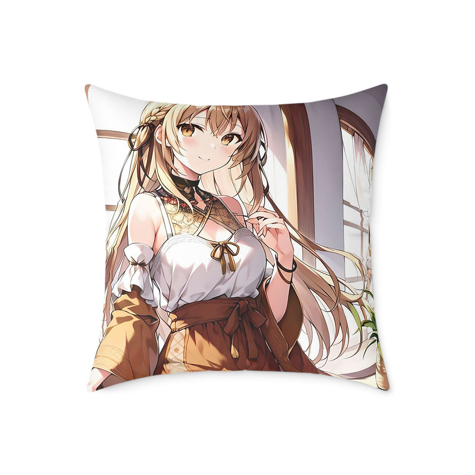 Thumbnail: Anime-Inspired Square Poly Canvas Pillow with Elegant Design