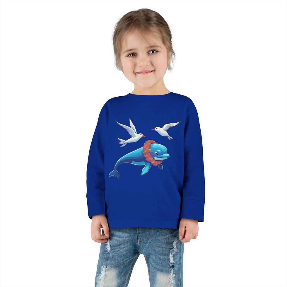 Thumbnail: Toddler Dolphin longsleeve Tee Cute Kids Shirt,Baby Shower Gift for Ocean Lovers