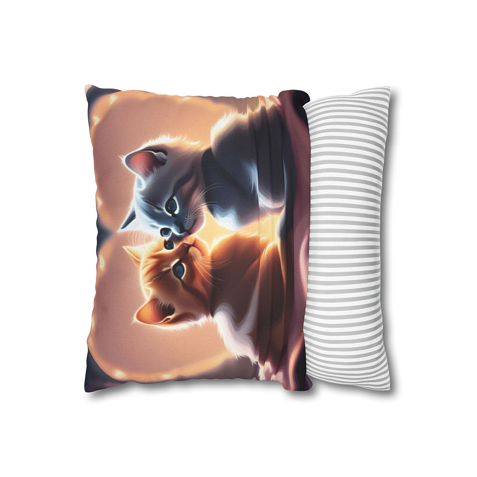 Thumbnail: Cozy Cat Love Square Pillowcase - Perfect Gift for Cat Lovers