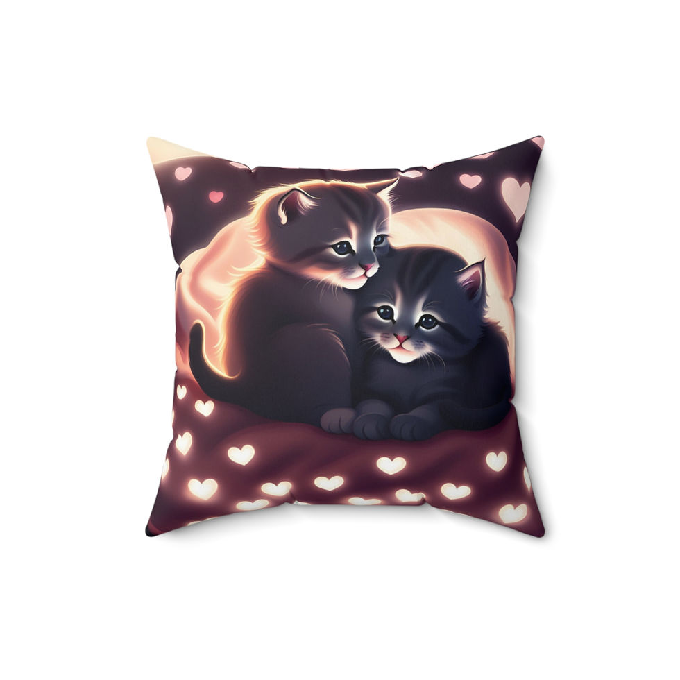 Thumbnail: Cute Cat Love Square Pillow - Cozy Decor for Cat Lovers