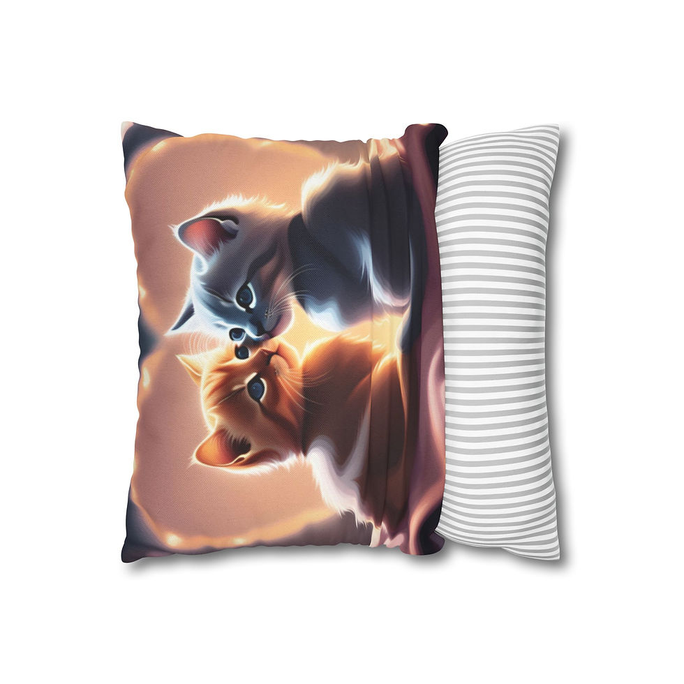 Thumbnail: Cozy Cat Love Square Pillowcase - Perfect Gift for Cat Lovers