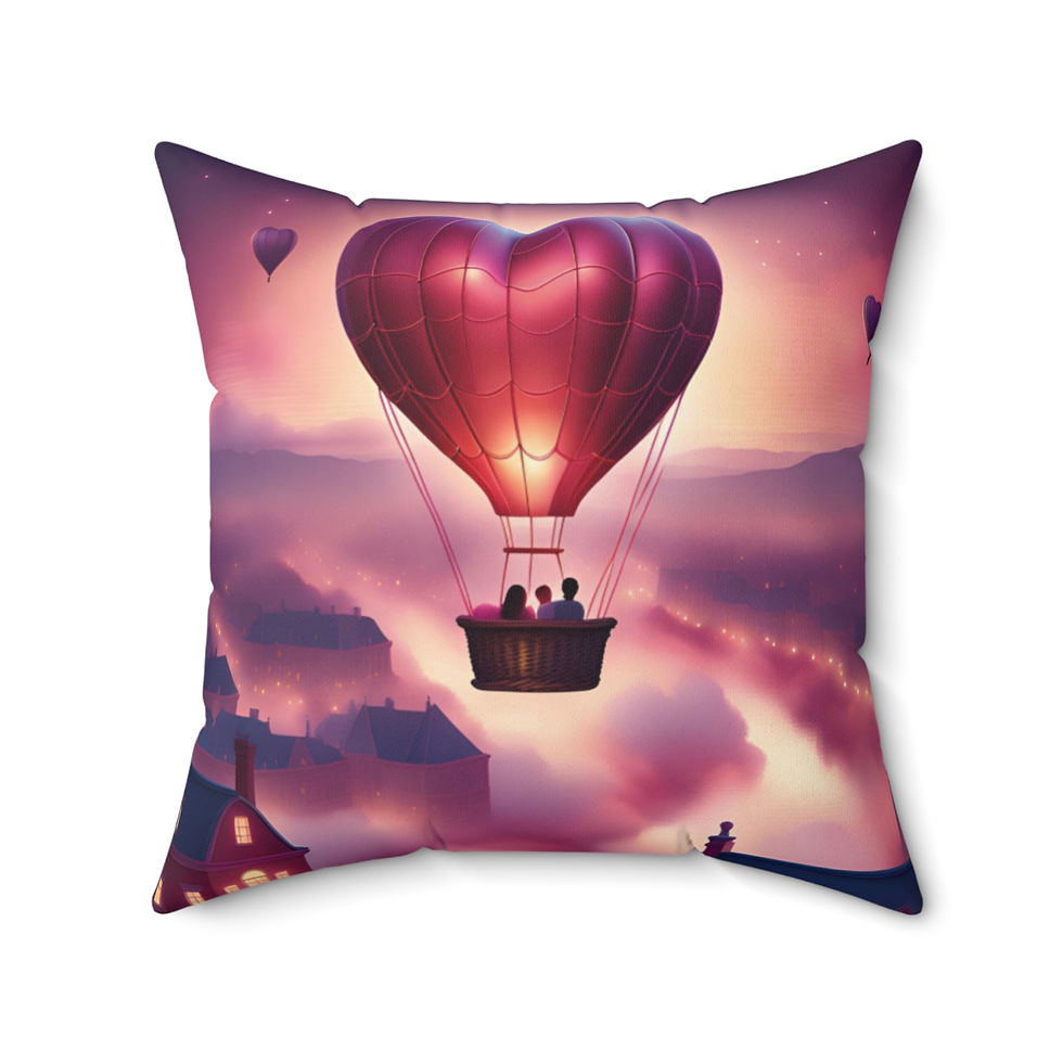 Thumbnail: Romantic Hot Air Balloon Faux Suede Pillow - Cozy Home Decor