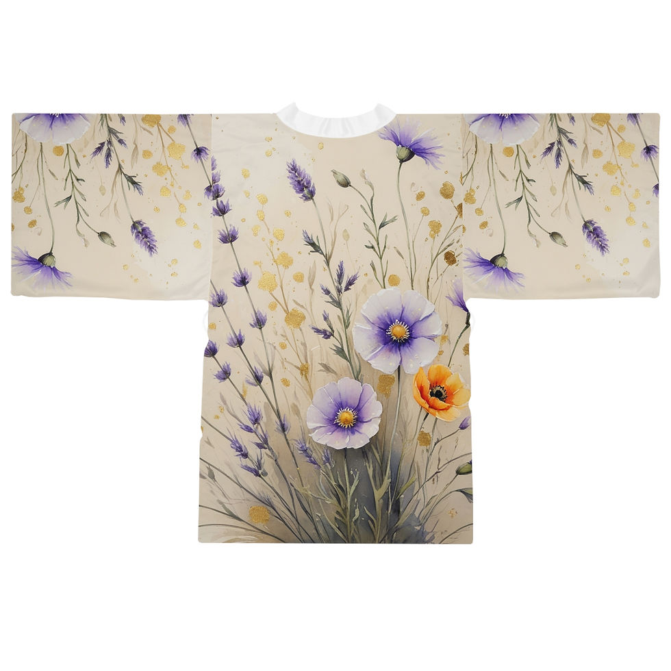 Thumbnail: Floral Long Sleeve Kimono Robe, Elegant Loungewear, Perfect Gift for Her