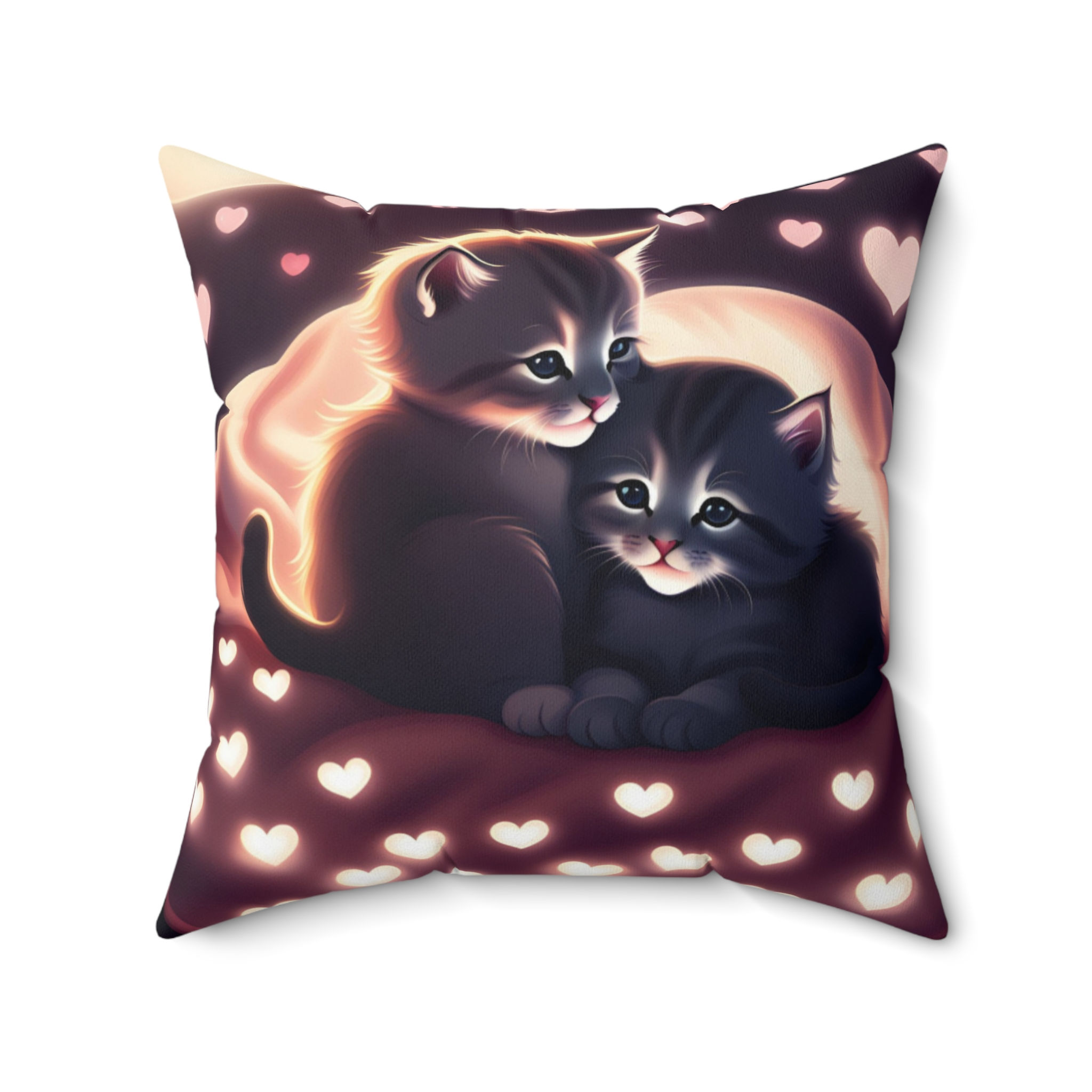 Cute Cat Love Square Pillow - Cozy Decor for Cat Lovers