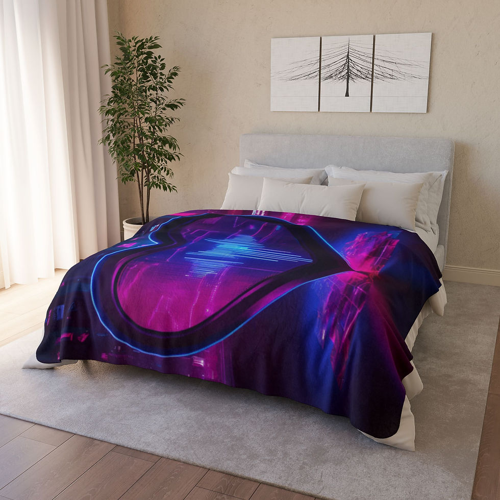 Thumbnail: Neon Heart Fleece Sherpa Blanket - Cozy Vibrant Love Decor