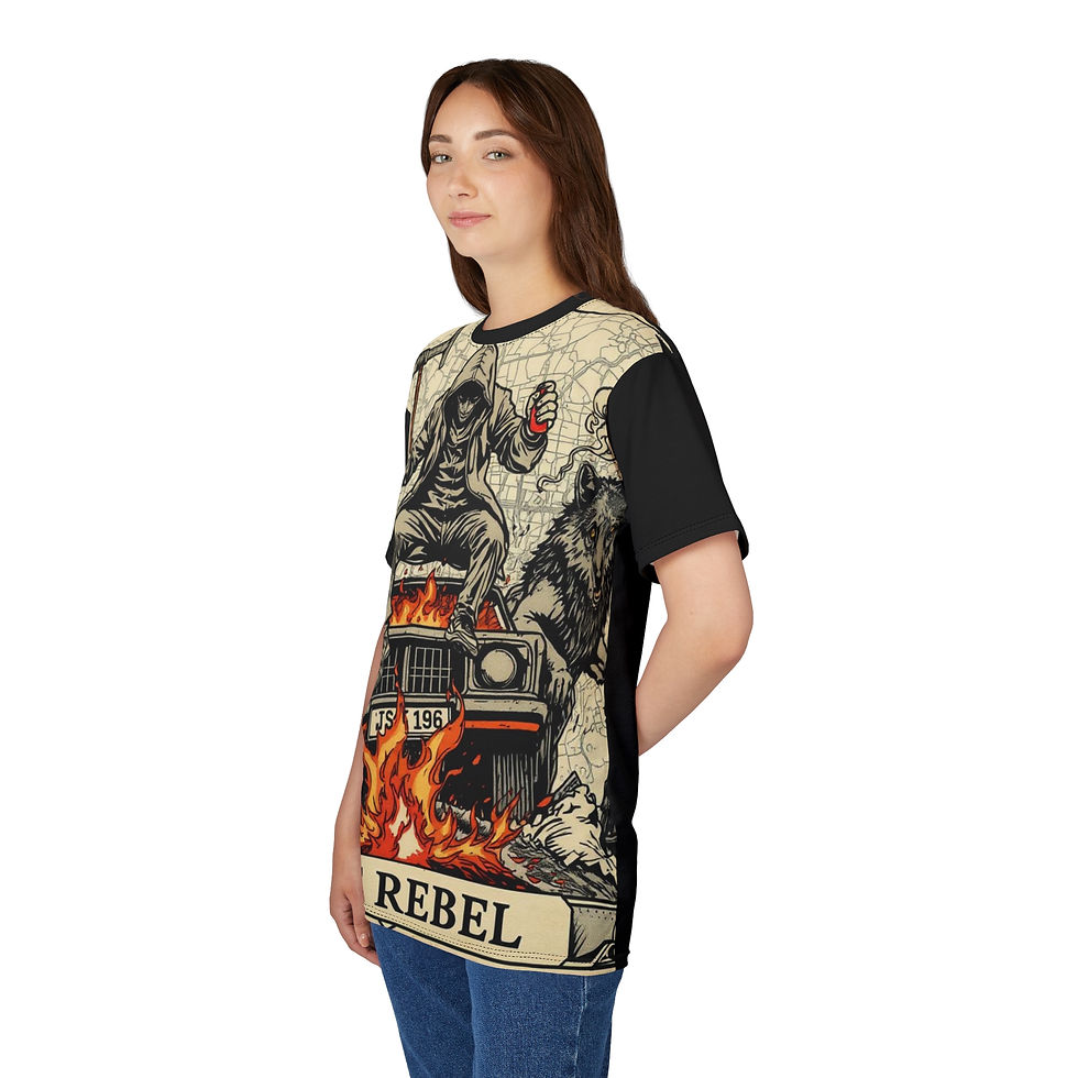 Thumbnail: Rebel Vibe Unisex Cut & Sew Tee - Edgy Graphic Tee for Bold Individuals