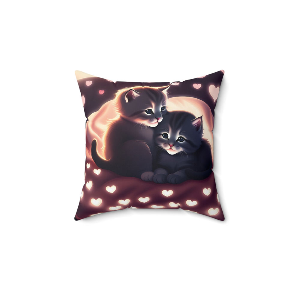 Thumbnail: Cute Cat Love Square Pillow - Cozy Decor for Cat Lovers