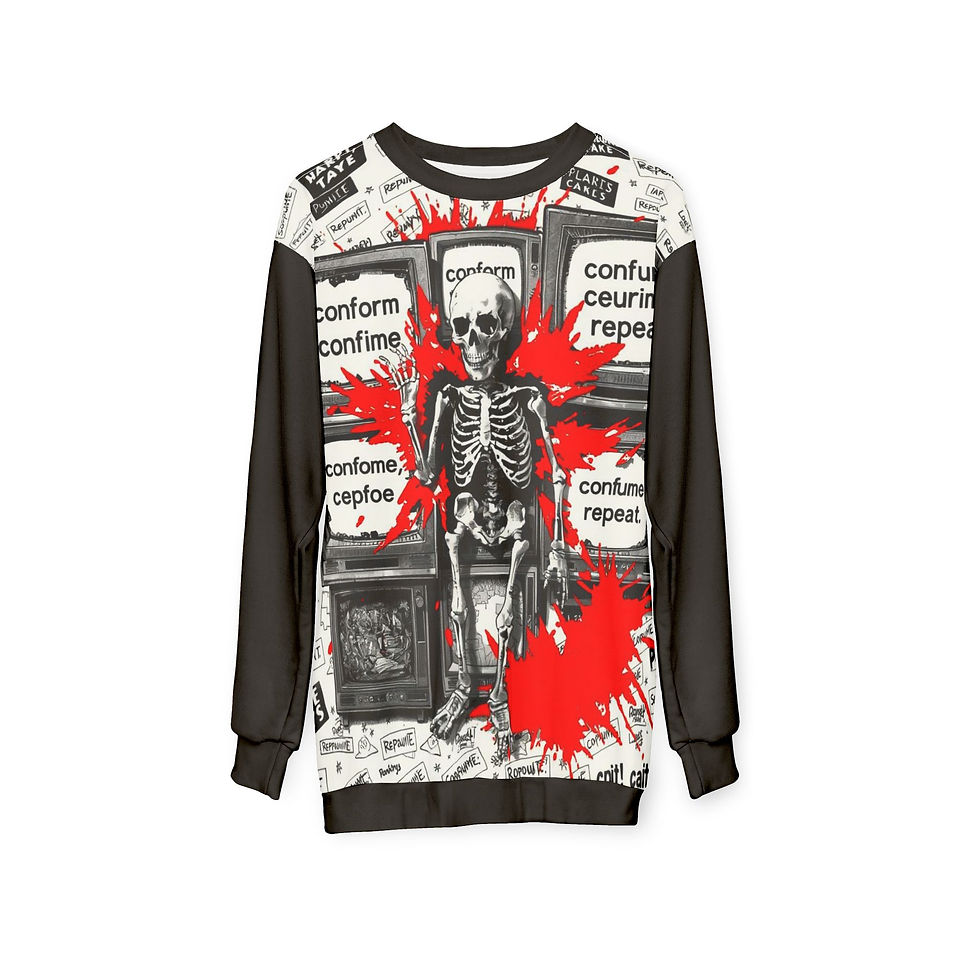 Thumbnail: Urban Graffiti Unisex Sweatshirt - Edgy Skeleton Design with 'Conform texts 