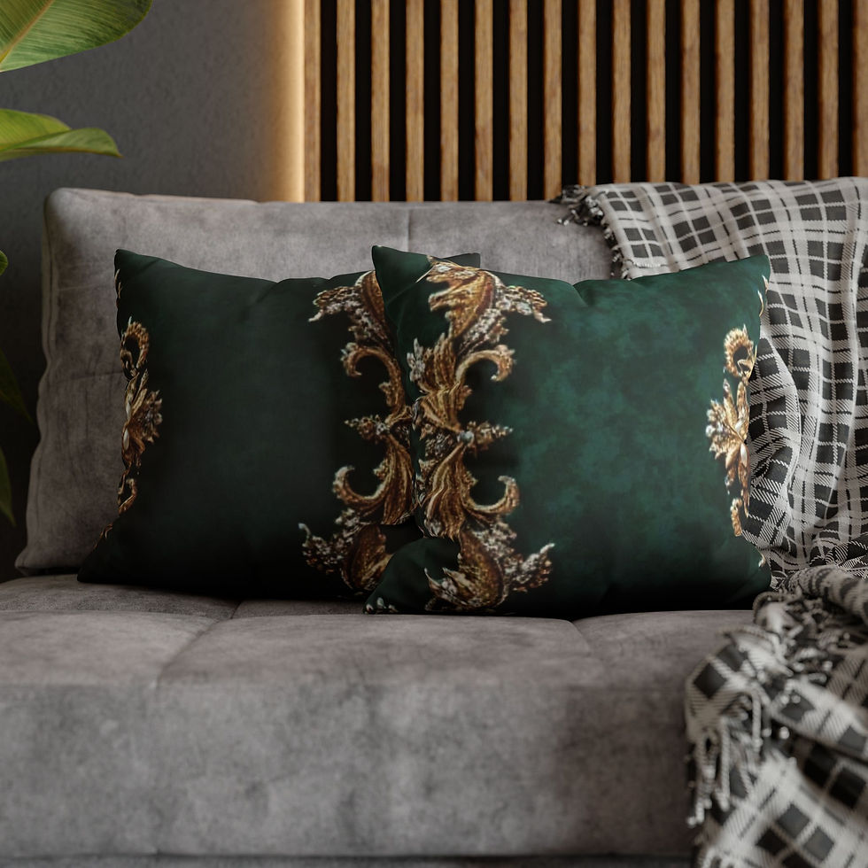 Thumbnail: Luxurious Faux Suede Decorative Pillowcase with Elegant Gold Design