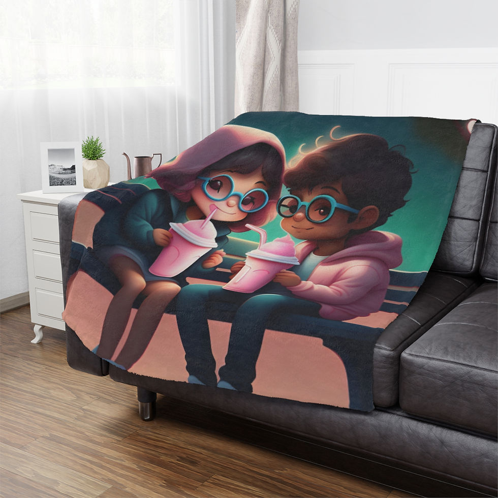 Thumbnail: Cozy Couples Microfiber Blanket - Sweetheart Design for Romantic Nights