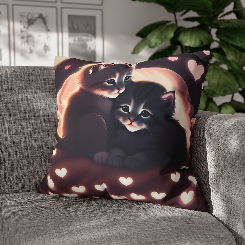 Thumbnail: Cozy Cat Lovers Pillowcase - Adorable Kittens Snuggled in Hearts