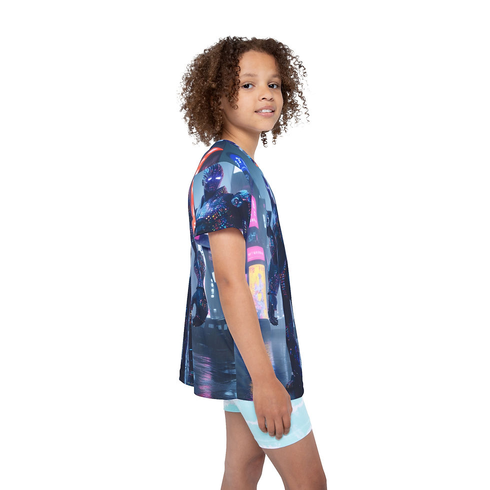 Thumbnail: Kids Sports Jersey - Futuristic Robot Design, Perfect for Action Lovers  