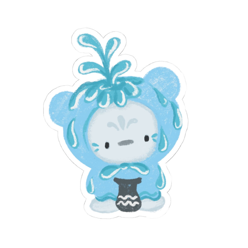Thumbnail: Cute Aquarius inspired Bear Kiss-Cut Stickers 