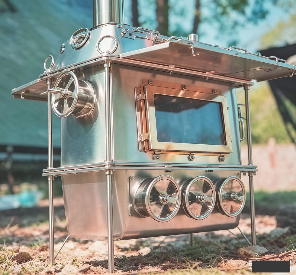 Stainless Steel Camping Wood Stove, High-Power Outdoor Wood Burner for Camping Cooking