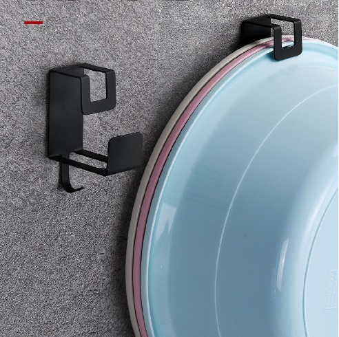 Adhesive Wall Mounted Basin Holder With Extra Hook For Bathroom Storage