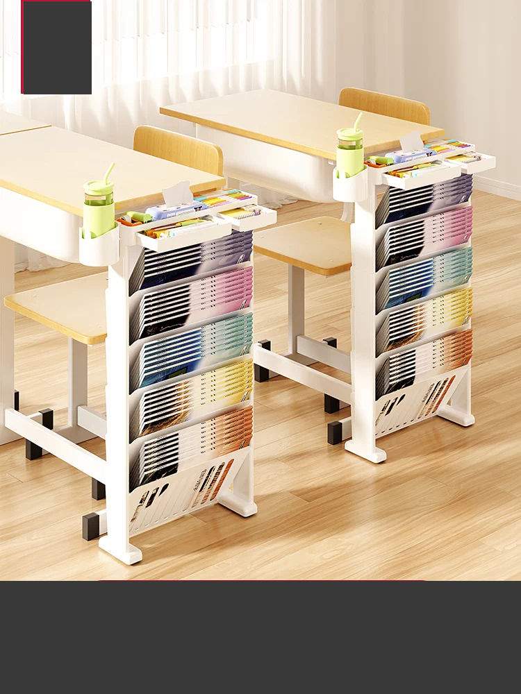 Multi‑Function Side Desk Bookshelf With Water Cup Holder
