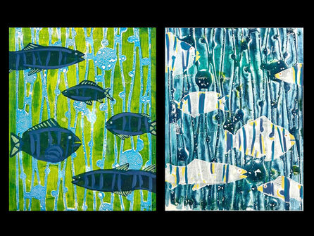 Gone Fishing, Gelli Plate Printmaking for Kids with Artist Heather Adams-Courtin