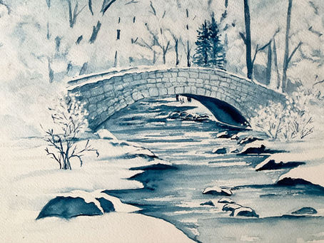 Blue Winter: Intermediate Watercolor for Adults with Artist Dorae Bowen
