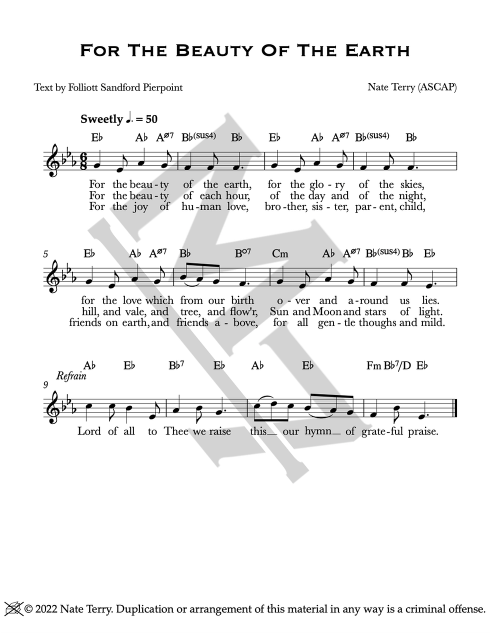 Thumbnail: For The Beauty Of The Earth (Hymn & Lead Sheet) - DIGITAL DOWNLOAD