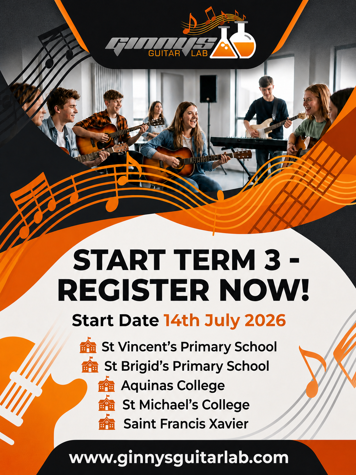 Music laboratory and guitar learning logo