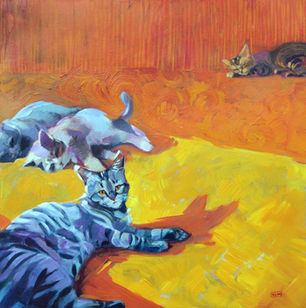 Sunbathers is an original acrylic painting by Natalie Meredith.