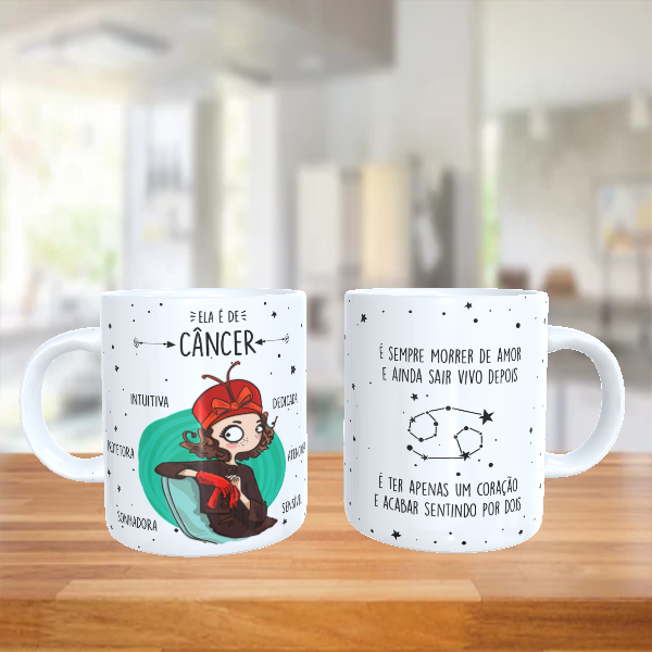 Caneca Personalizada Signo ela é de Câncer