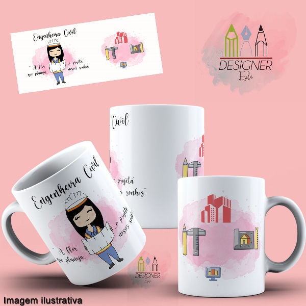 Caneca Personalizada Profissão Feminina Engenheira Civil