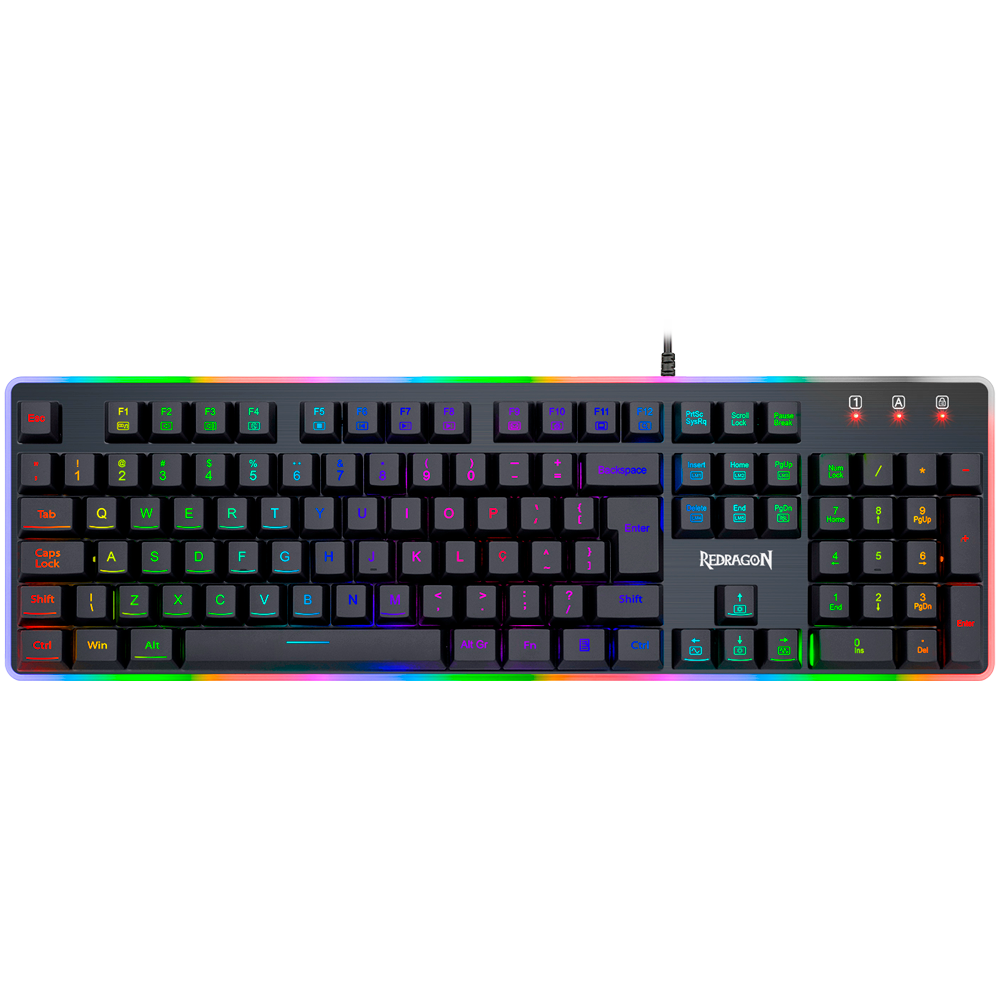 Teclado Gamer com Fio Qwerty Redragon K509 RGB Dyaus 2 Cor Preto