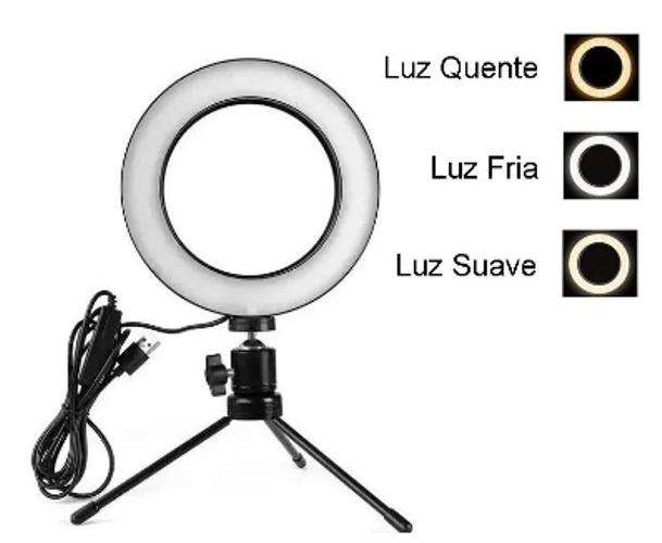 Miniatura: Iluminador Led Ring Light 16x6 C/ Tripé e Suporte de Celular