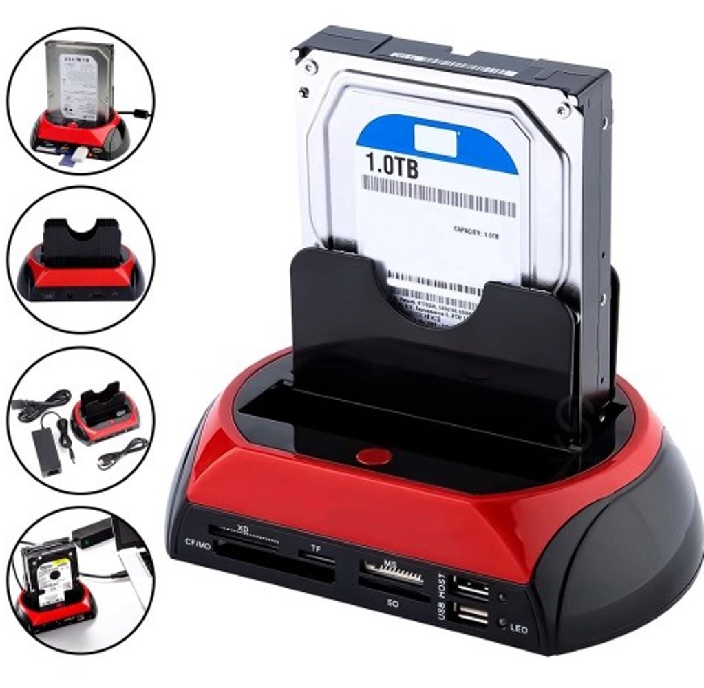 Case Dock Station 2 Hd Externo Sata 2,5'' 3,5'' IDE Pen Drive Cartão Sd E-Sata