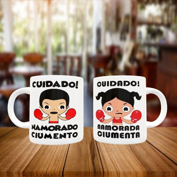 Caneca Personalizada Cuidado Namorados Ciumentos
