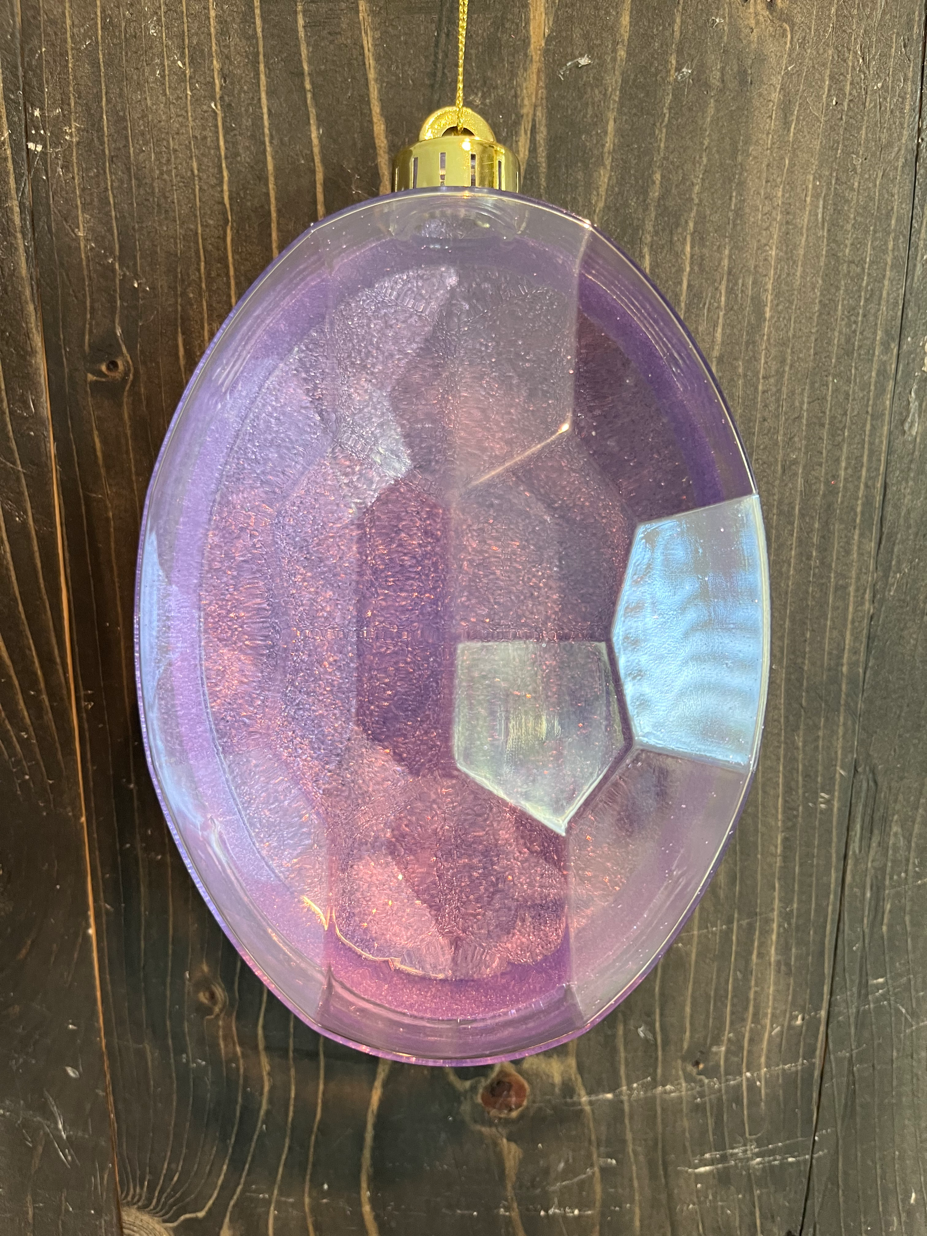 Lavender 6.5"L X 4.25"W GLITTER OVAL GEM ORN