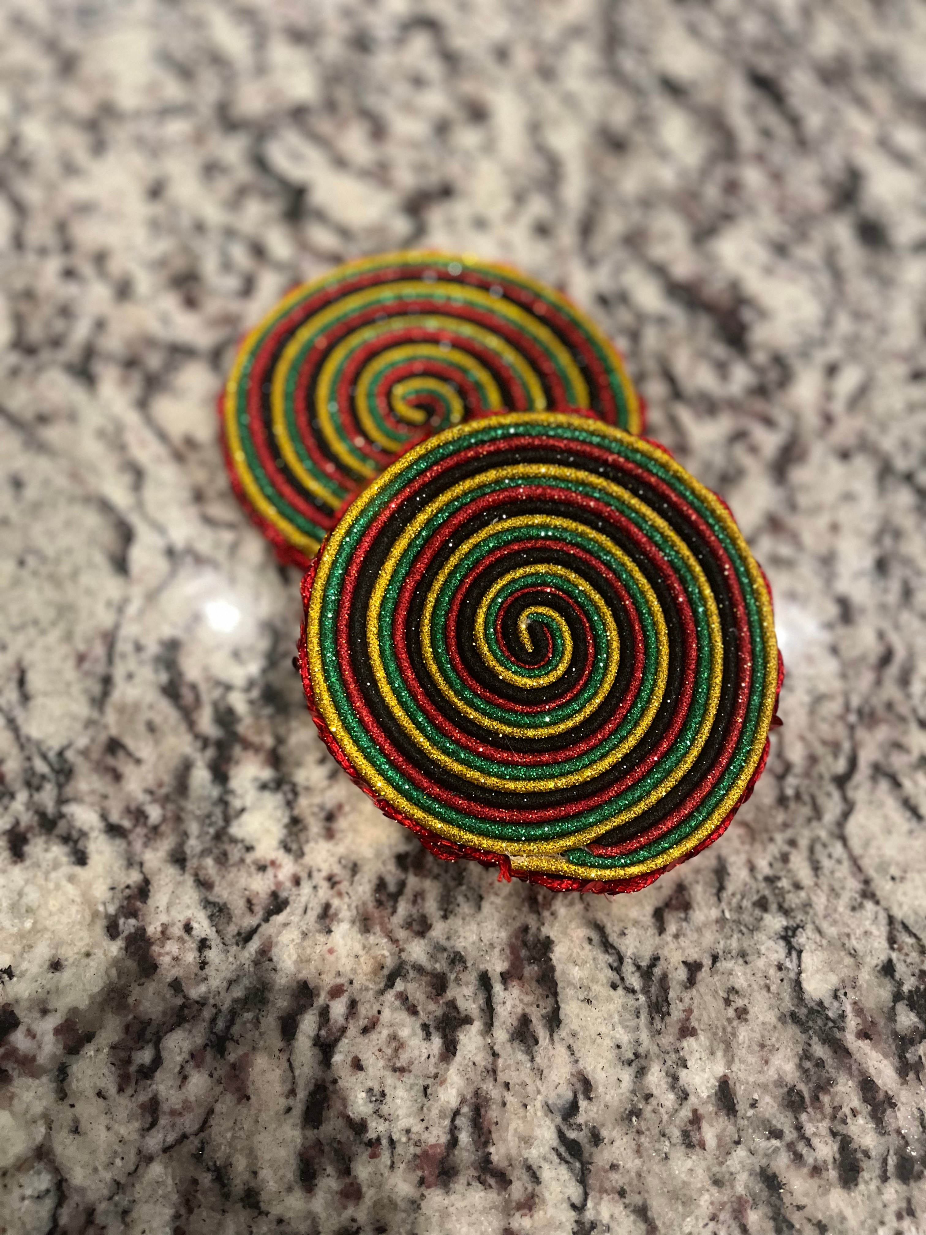 red trim Black History/Juneteenth Lollipops (set of 2)