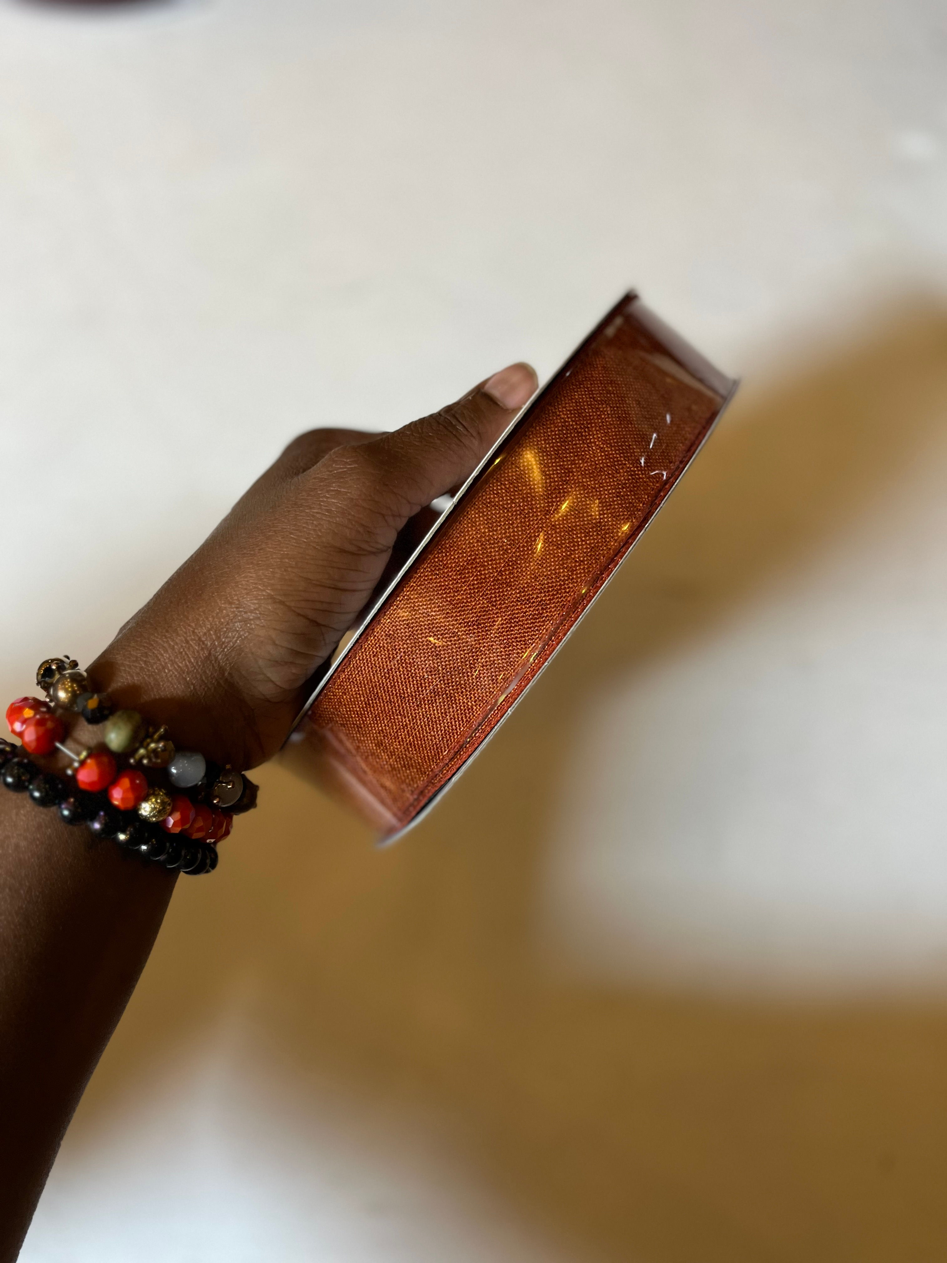 50YD- Wired Denim Ribbon-Rust