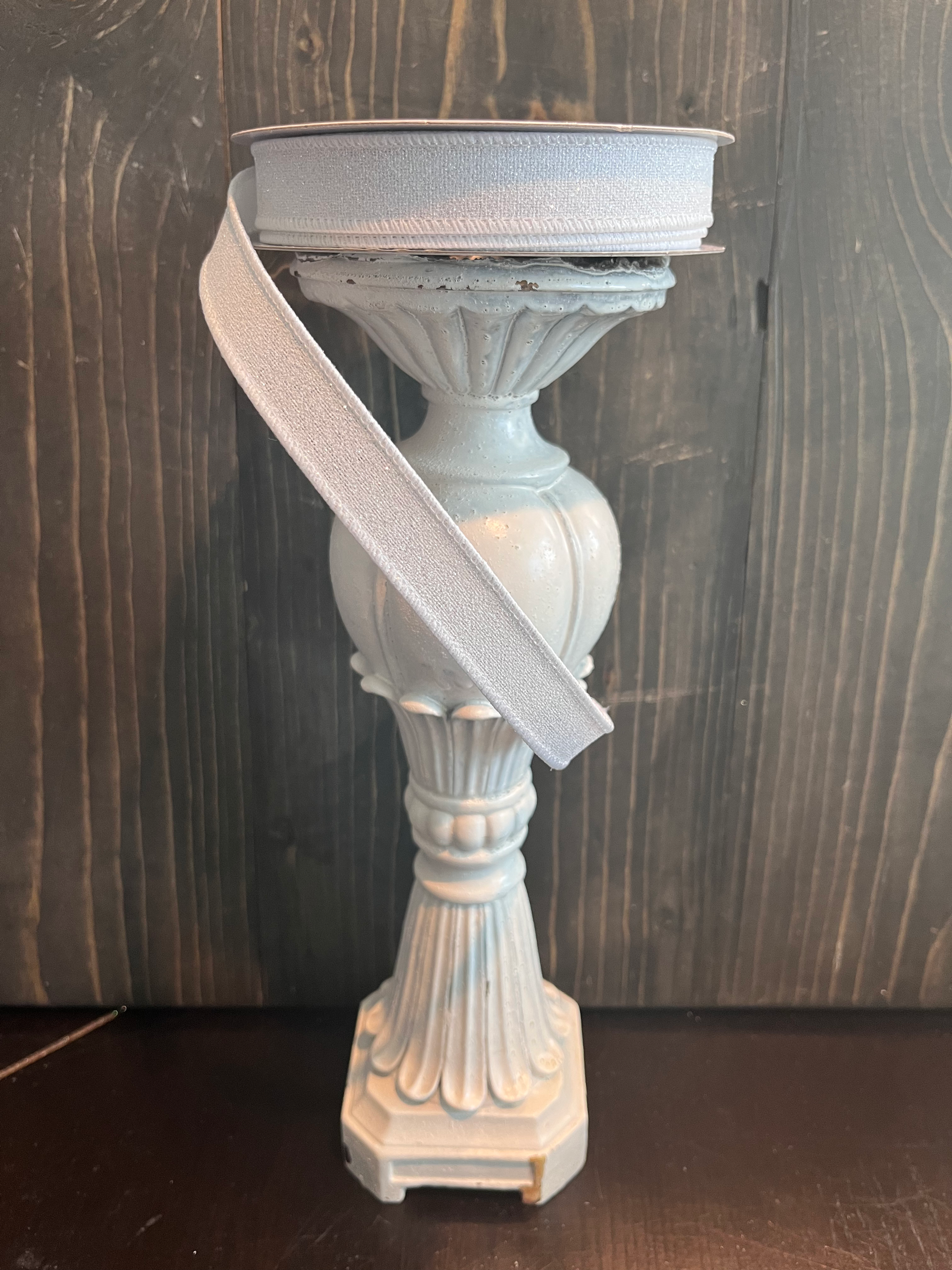 5/8"X10YD white FINE GLITTER ON FAUX ROYAL