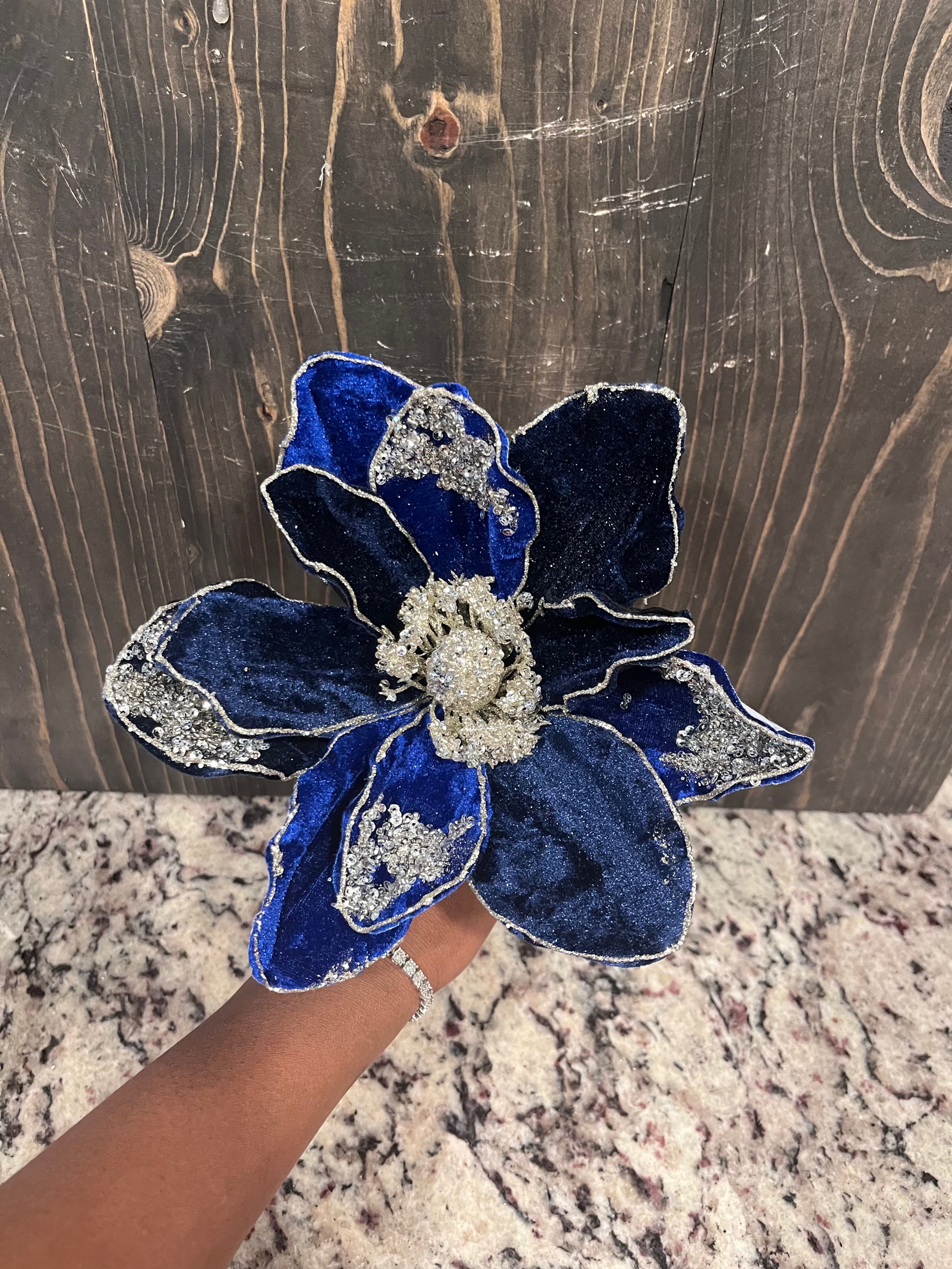 Royal Navy Blue Magnolia Spray 