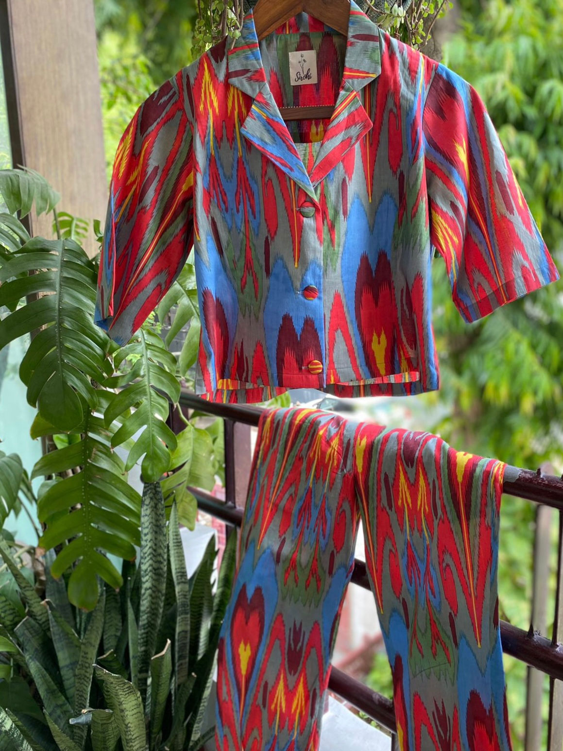 “Colour Pop” Ikat Cropped Blazer + Pants Set