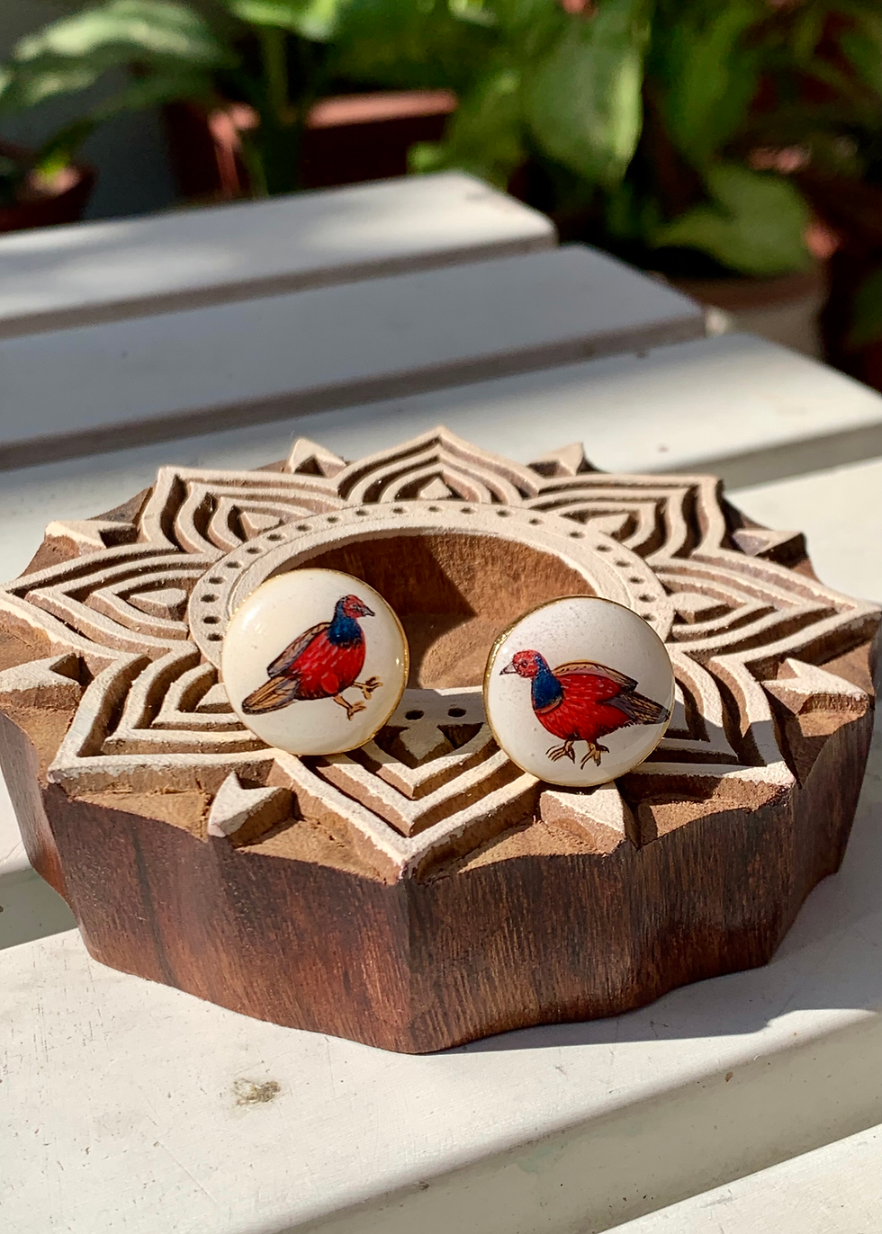 Thumbnail: "Chidiya" Hand Painted Cufflinks