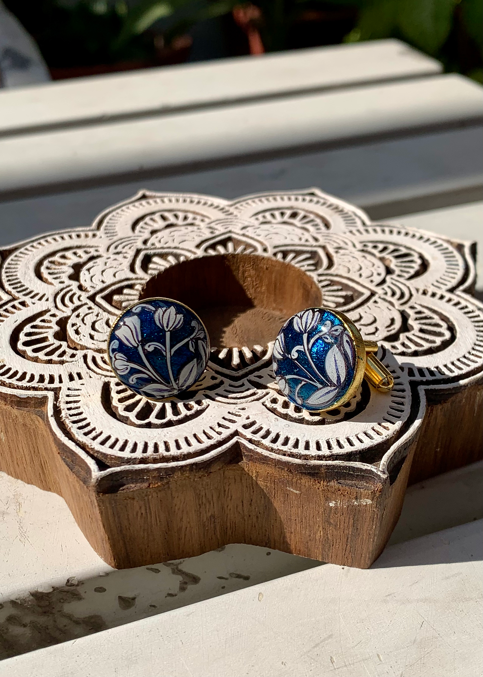 Thumbnail: "Royal Bageecha" Hand Painted Cufflinks