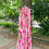 Thumbnail: Pink Pinstriped Mughal Booti Tier Dress (Sleeveless) 